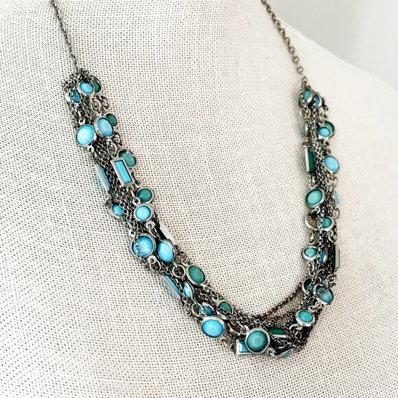 Banana Republic 9-Strand Turquoise & Silver Necklace - Picture 5 of 7